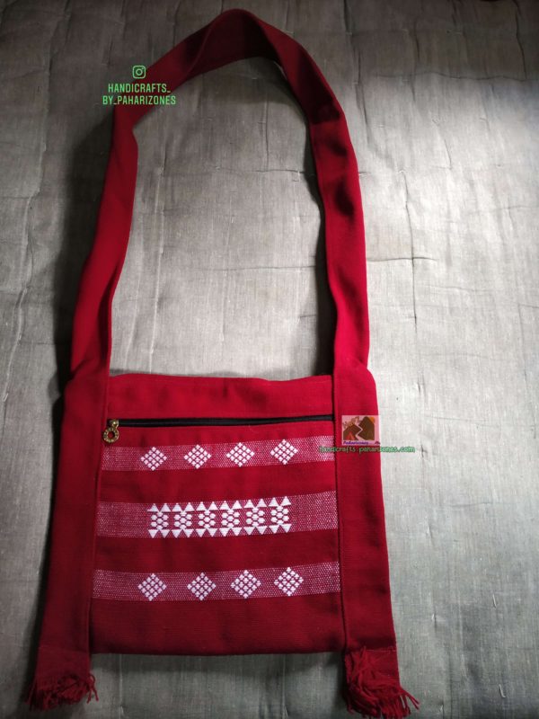 Maroon Cotton Jhola Bag (Unisex, Size 15″) – Chris Crafts