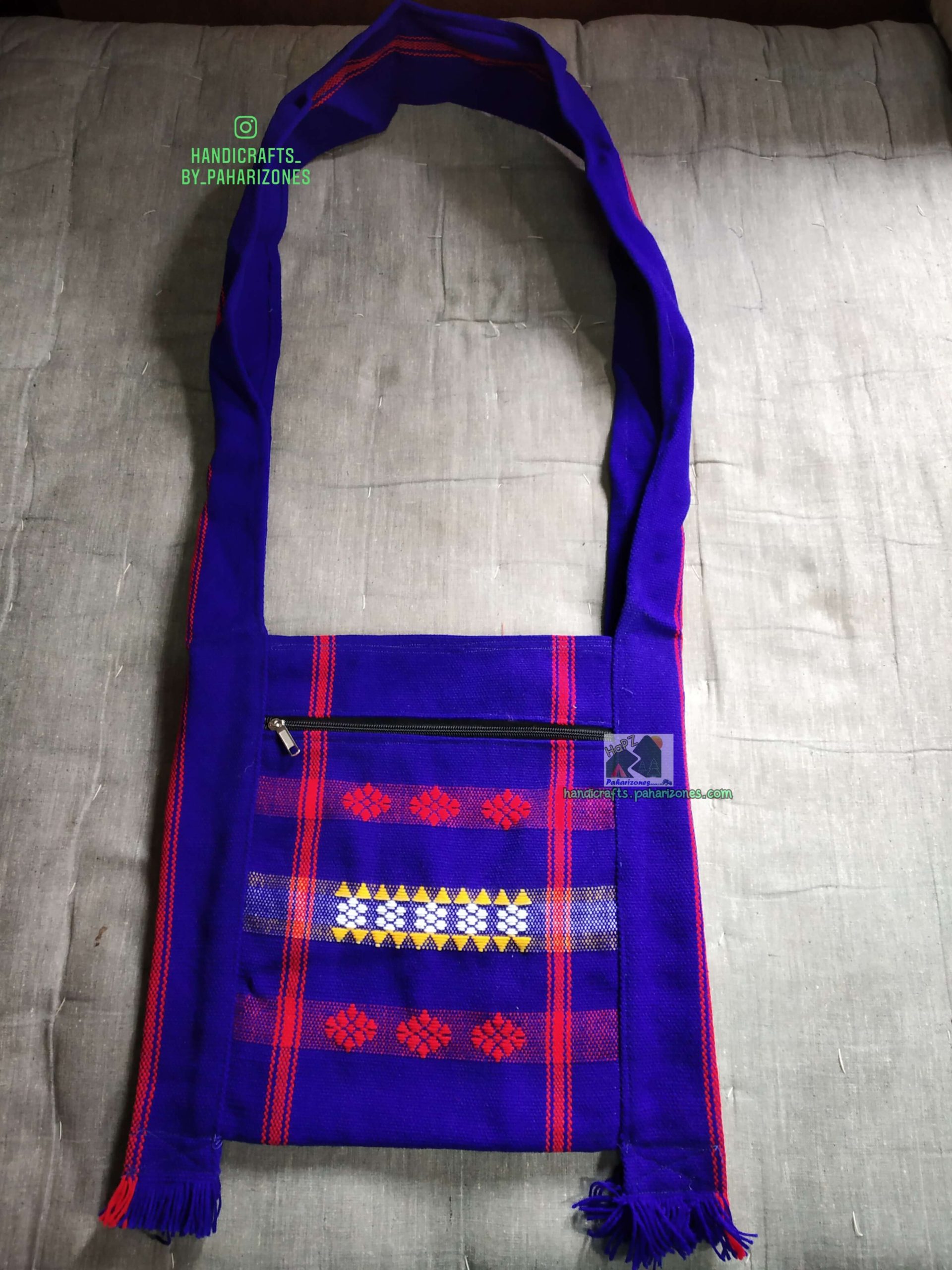 Naga Traditional Jhola Bag (Blue-Pink) - Brahmaputra Fables