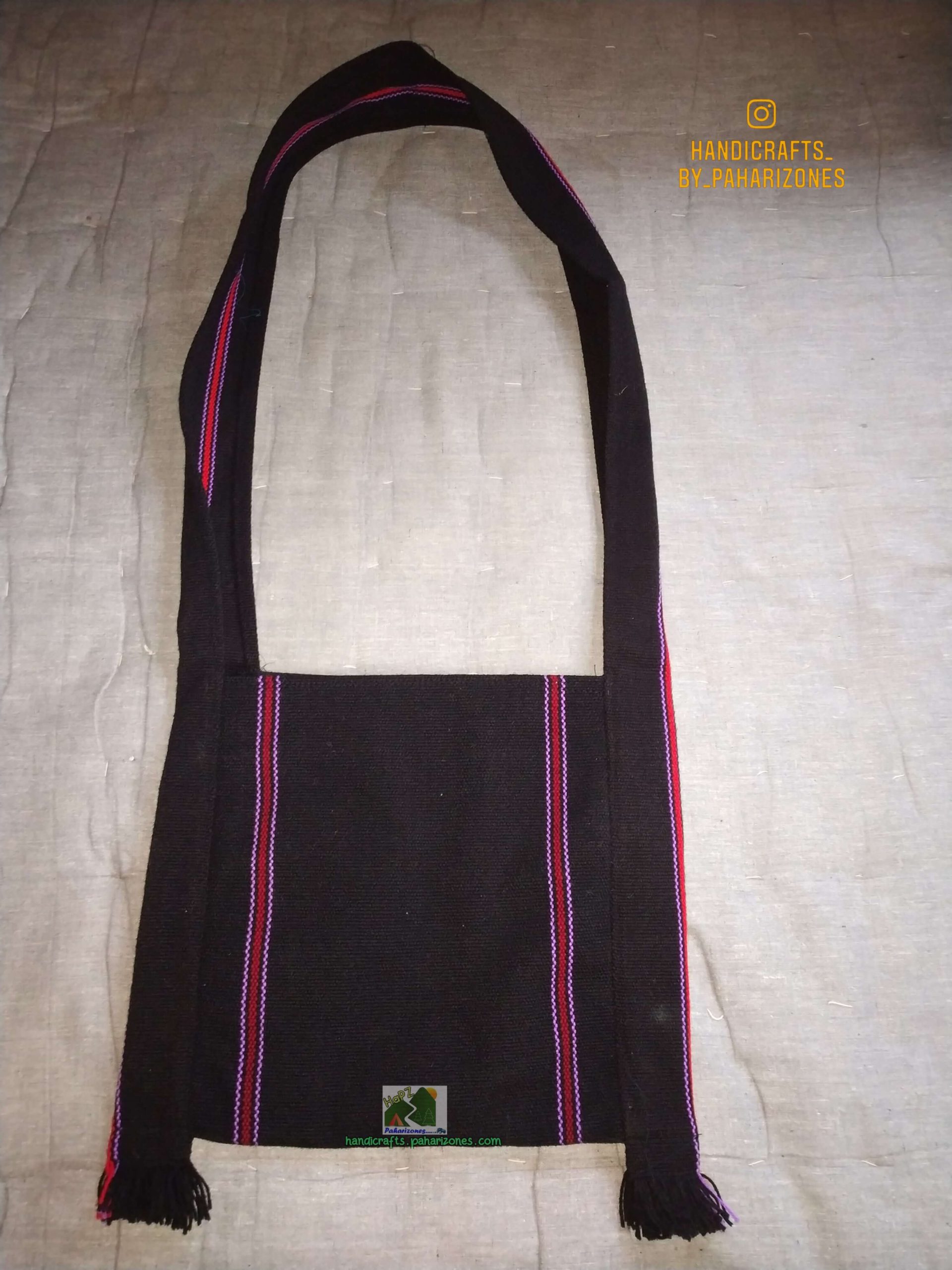 Jhola/Cloth Bag/Naga Shawl Bag - Black (medium size) - Paharizones