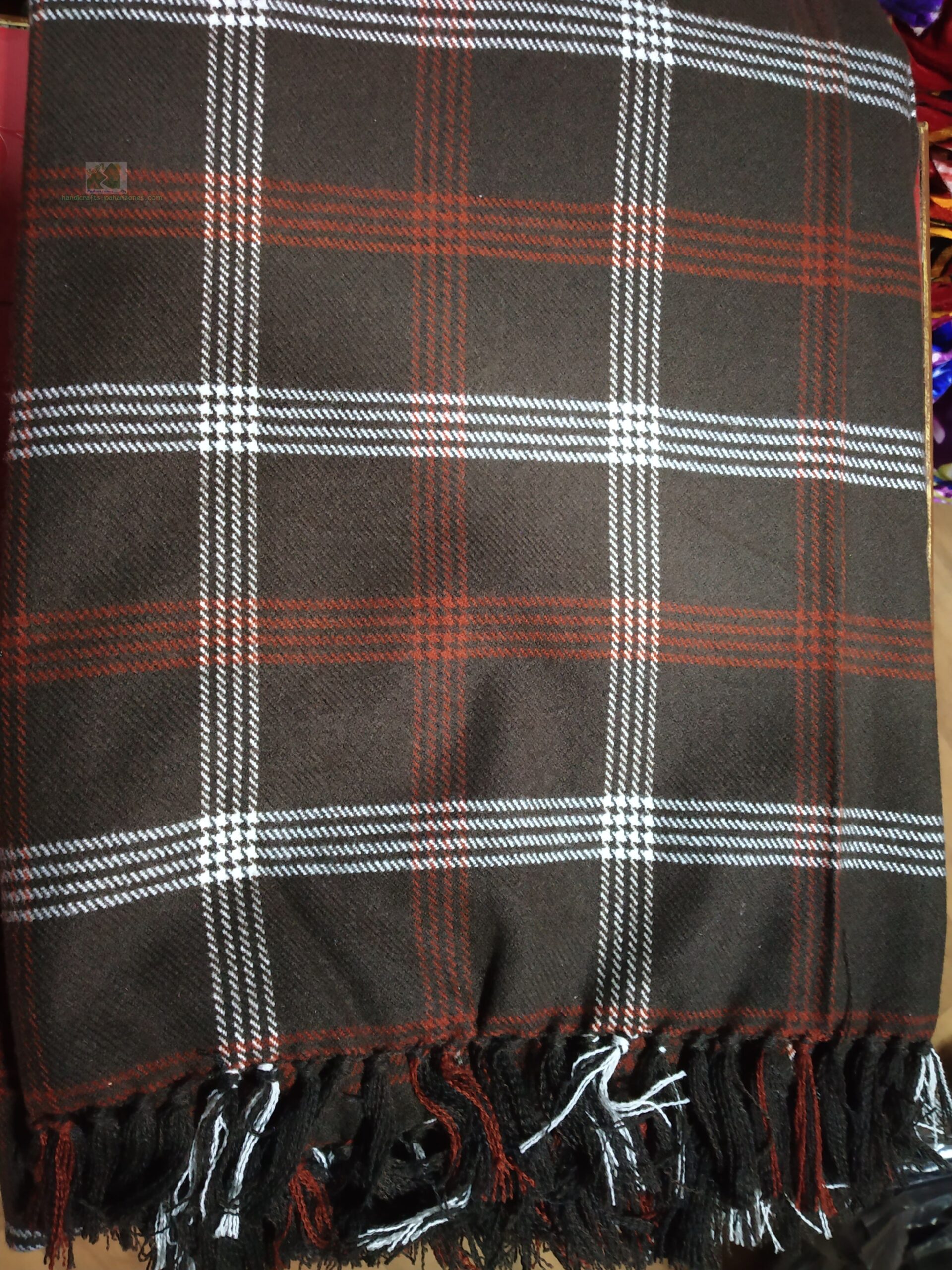 Meghalaya Shawl - BrownWhite Checks - Paharizones